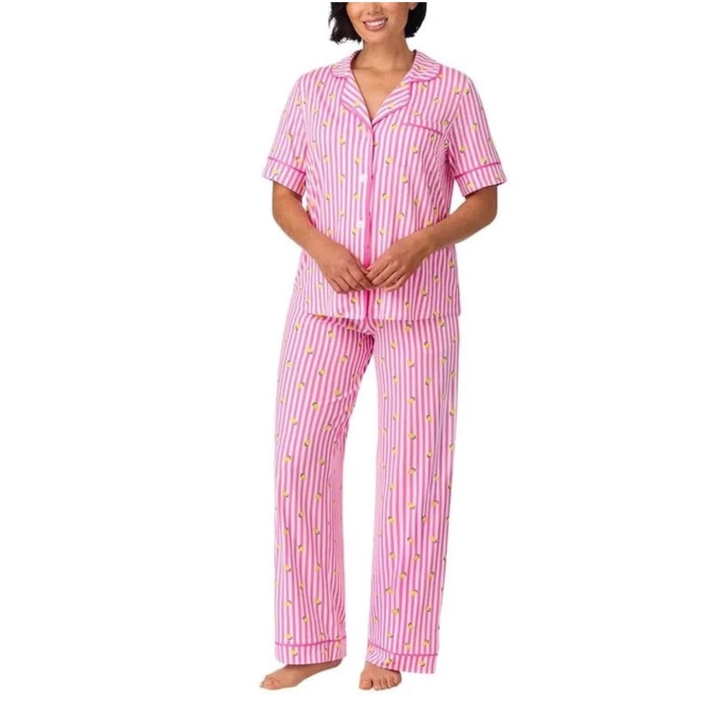 NWT Room Service brand Pink Stripes/ Lemons Pajamas size XL
